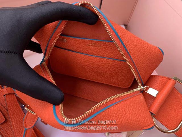 DELVAUX女包 2019春夏款 全新Cool Box優質牛皮 德爾沃女手提包 Cl0020 小方包橙紅 Delvaux單肩包  fcs1277